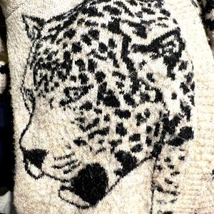 Anthropologie Leopard Print Long Duster Sweater